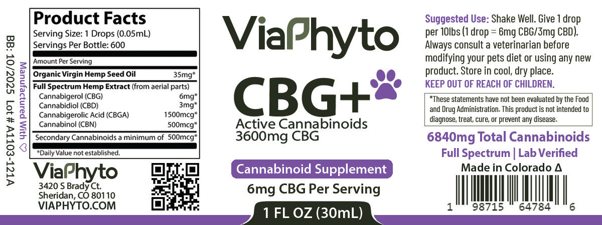 Full Spectrum CBG Oil For Pets